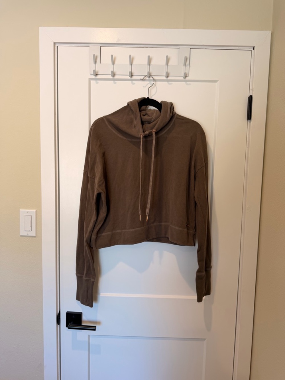 Sweaty Betty Cropped Brown Hooded Sweatshirt